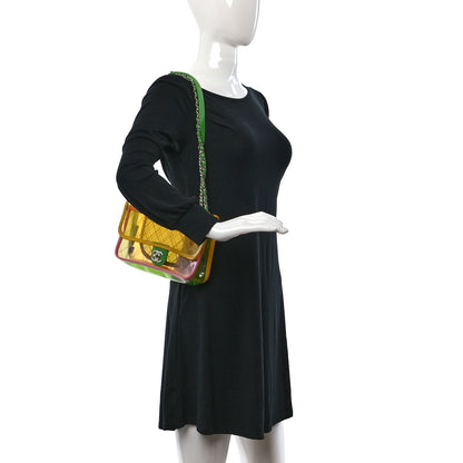 Chanel PVC Lambskin Stitched Medium Coco Splash Flap Yellow Green Pink 2 of 9