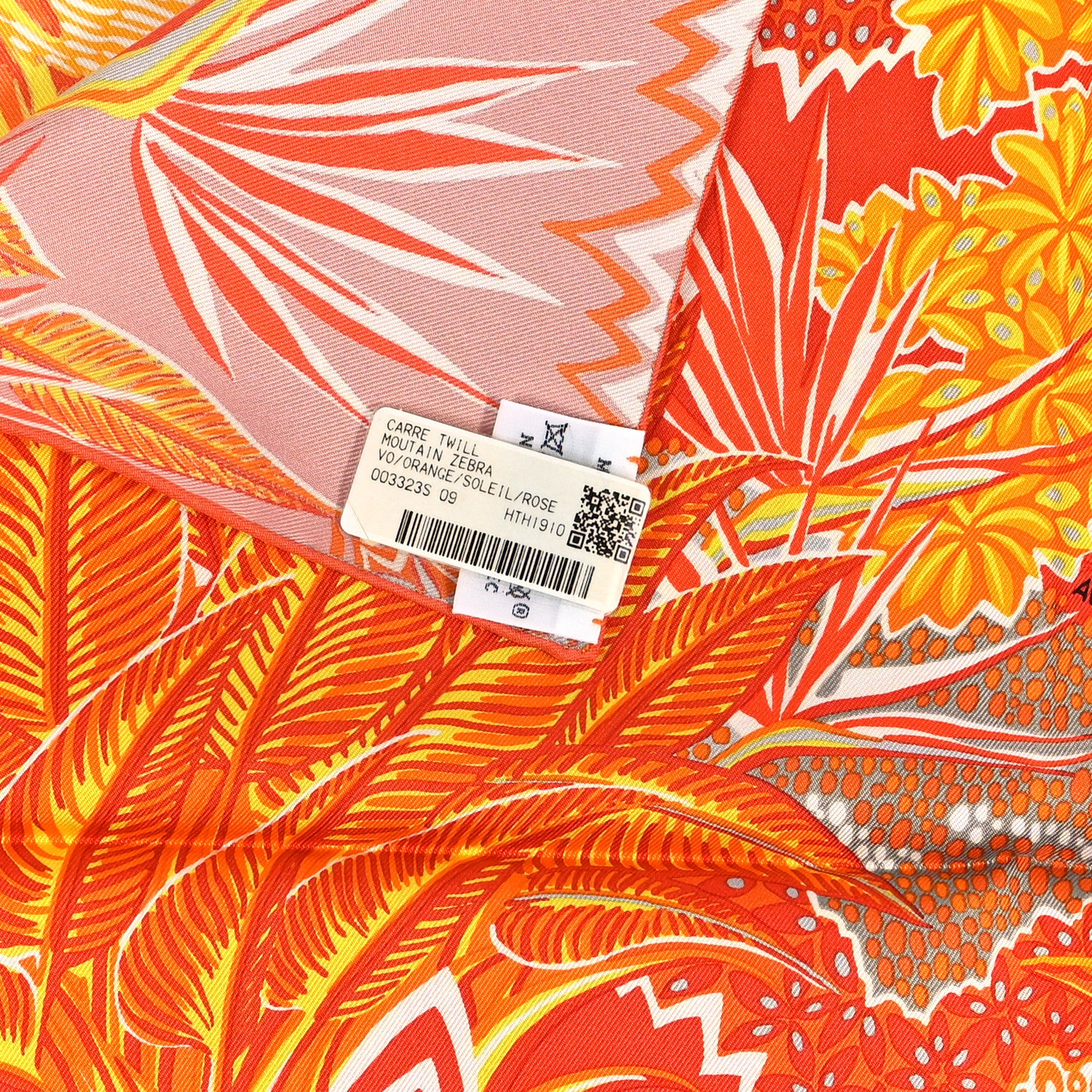 Hermes Silk Mountain Zebra Scarf 90 Orange Soleil Rose 3 of 5