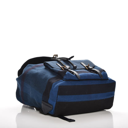 Burberry Overdyed Canvas Mega Check Small Brookdale Backpack Ultramarine Blue 4 of 8