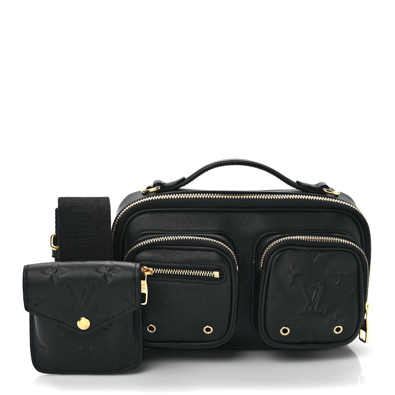 Louis Vuitton Calfskin Monogram Embossed Utility Crossbody Black 1 of 8