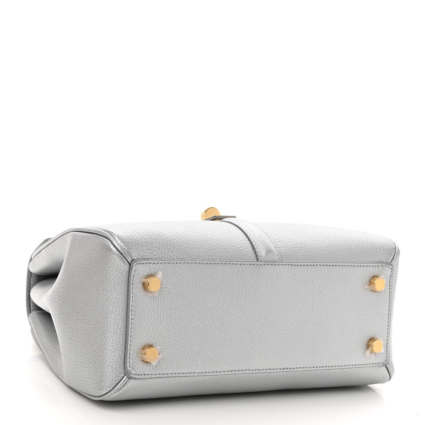 Laminated Grained Calfskin Small 16 Top Handle Bag Silver