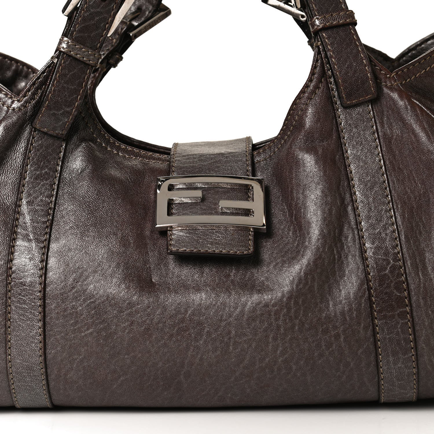 Fendi Metallic Calfskin Shoulder Bag Brown 8 of 12