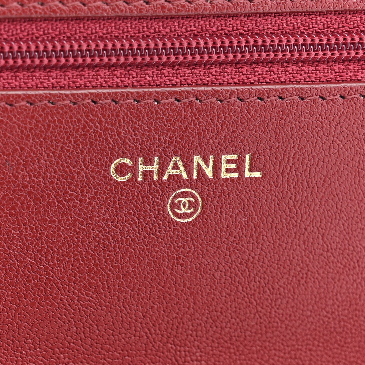 Lambskin Quilted Infinity Wallet On Chain WOC Burgundy