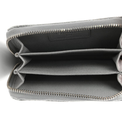 Chanel Glittered Metallic Caviar Quilted Zip Coin Purse Wallet Silver 5 of 7