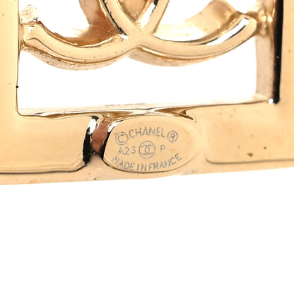 Chanel Metal Crystal Square CC Dangle Earrings Gold 4 of 5
