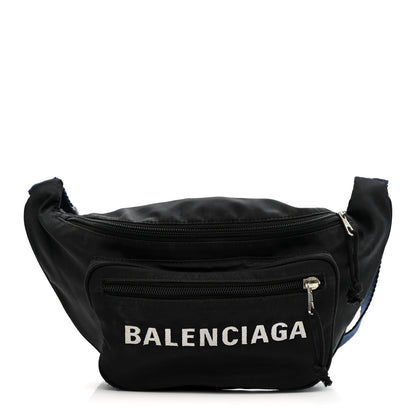 Balenciaga Recycled Sport Nylon Logo Embroidered Wheel Beltpack Black 1 of 14