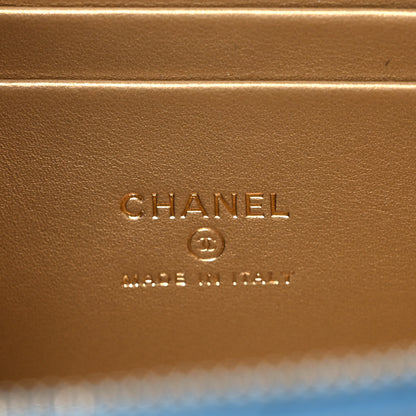 Chanel Lambskin Quilted Pearl Crush Small Vanity Case With Chain Light Blue 6 of 12