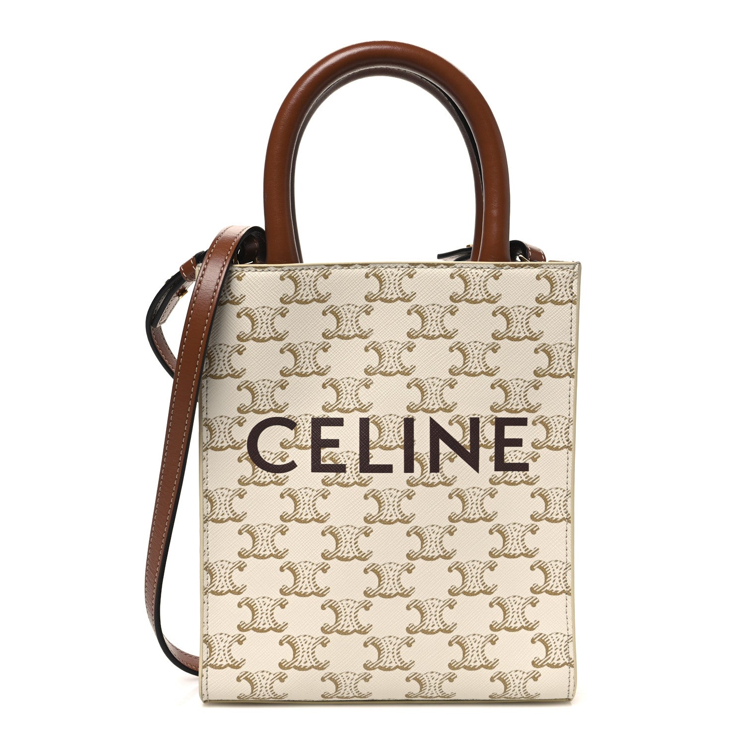 Celine Triomphe Canvas Calfskin Mini Vertical Cabas White 1 of 9