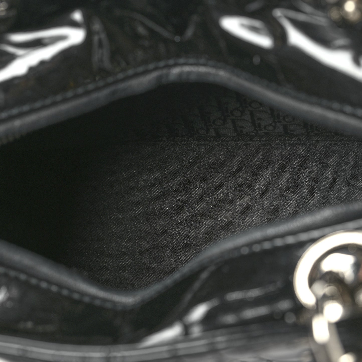 Patent Cannage Medium Lady Dior Black