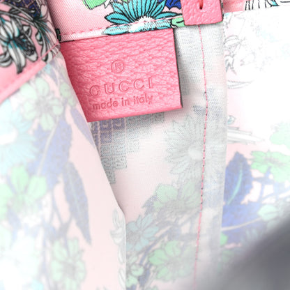 Gucci Patent Canvas Frame Logo Bouquet Print Vertical Tote Pink Daisy 8 of 11