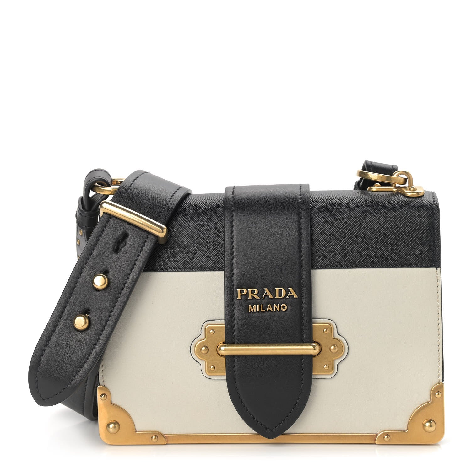 Prada City Calf Saffiano Cahier Bag Talco Black 1 of 9