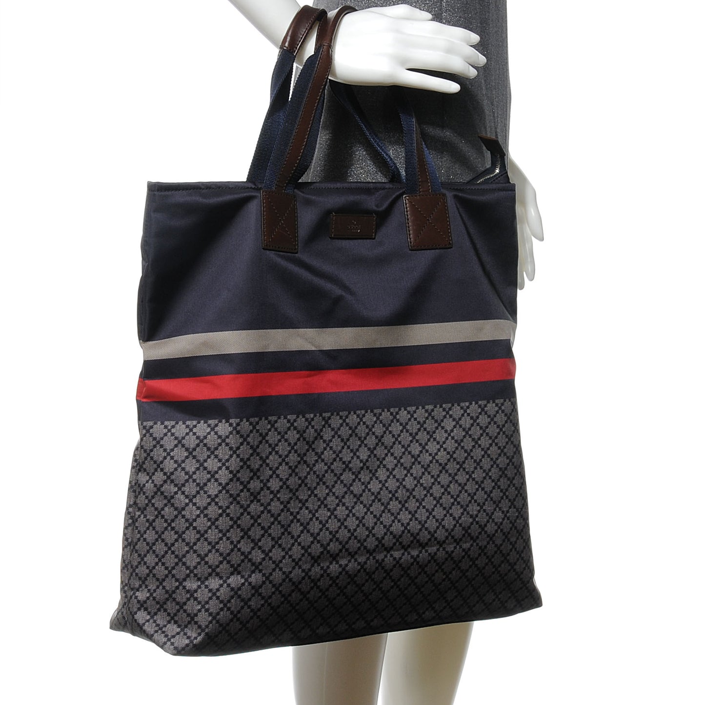 Nylon Diamante Tote Blue