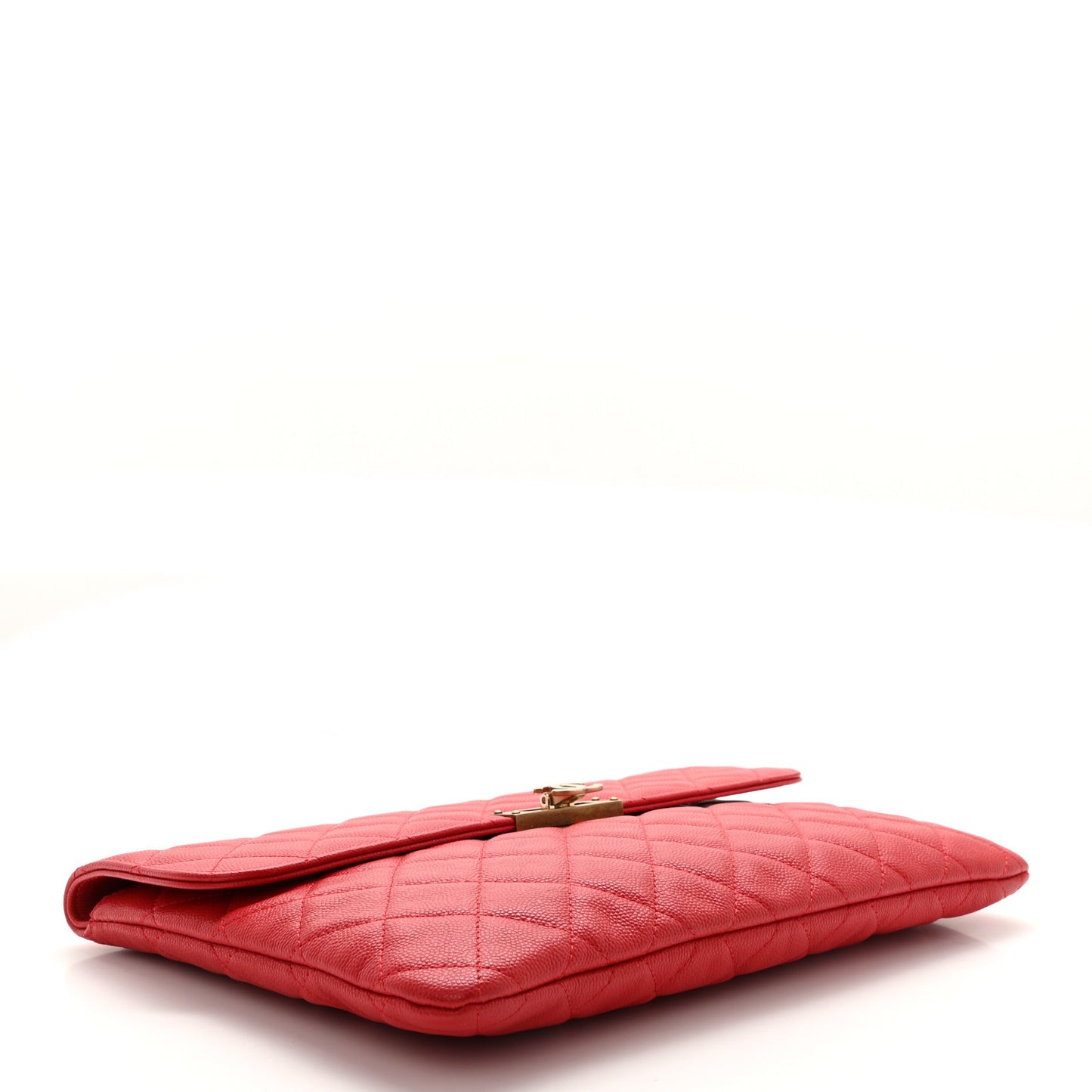 Caviar Quilted Golden Class Pouch Red