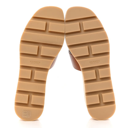 Hermes Calfskin Cork Eze 30 Sandals 38 Marron Glaise 5 of 9