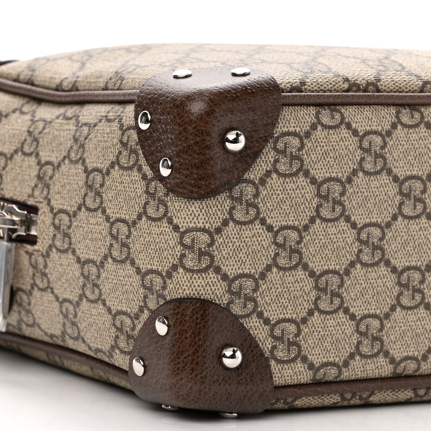 GG Supreme Monogram Textured Calfskin Square Messenger Bag Beige Ebony New Acero