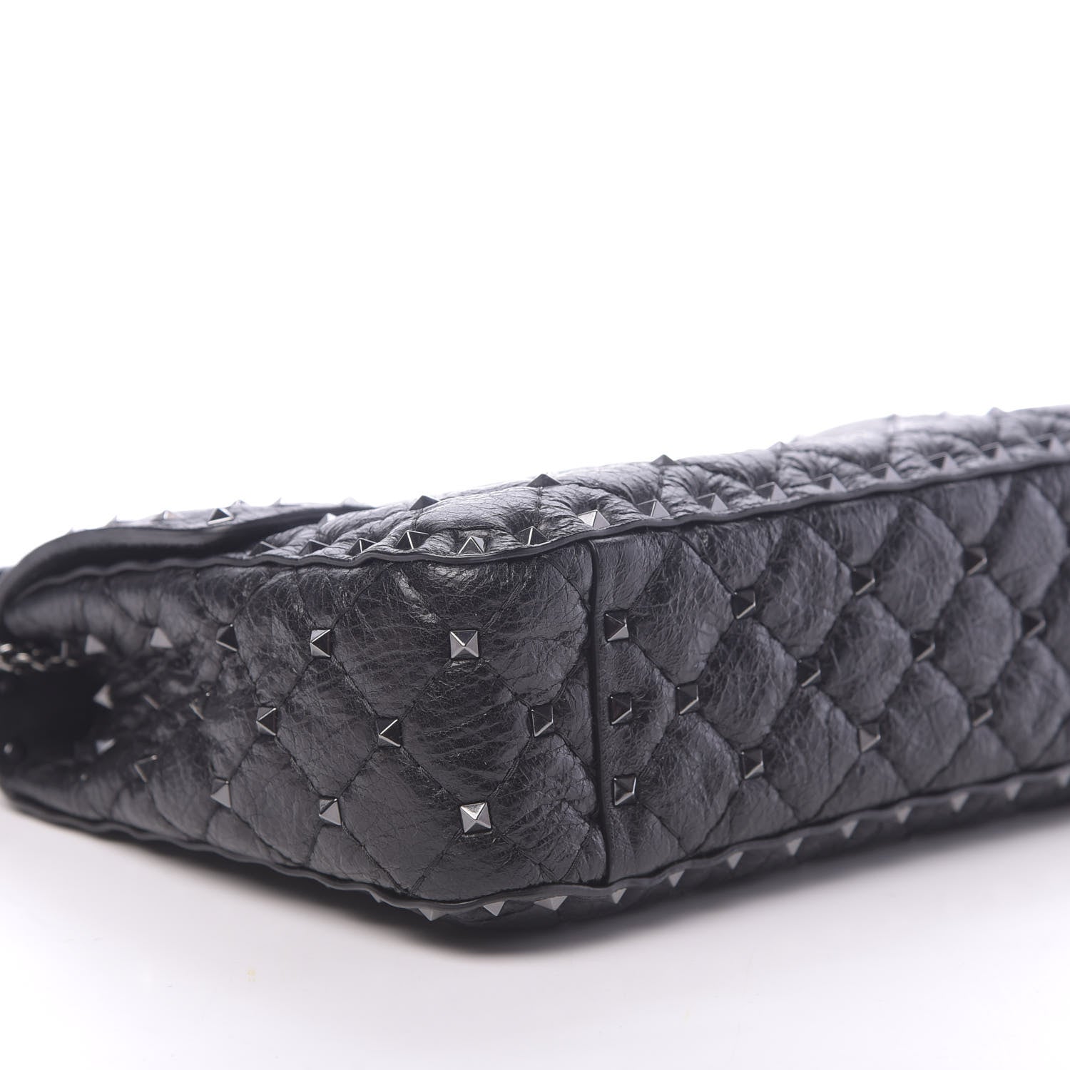 Valentino Garavani Craquele Nappa Medium Rockstud Spike Shoulder Bag Black 7 of 10