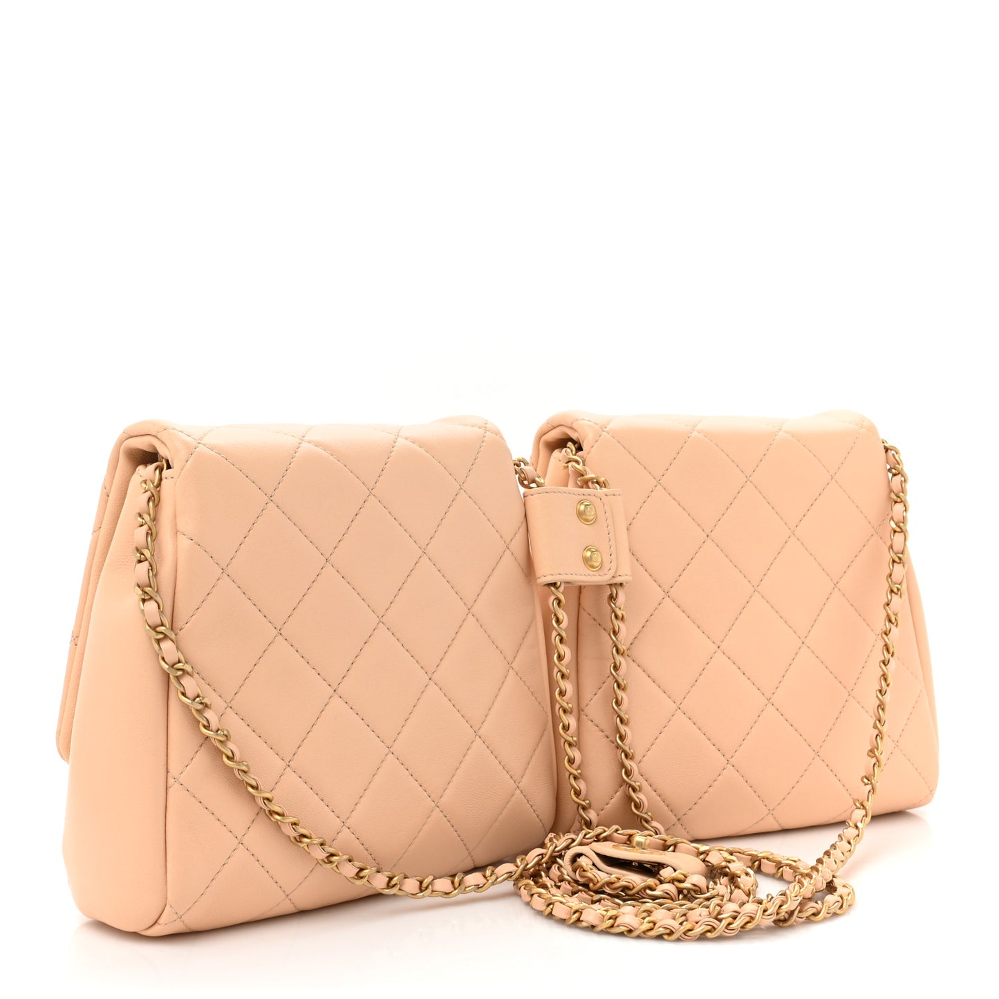 Lambskin Quilted Side-Packs Beige