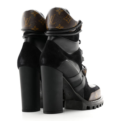 Louis Vuitton Patent Calfskin Monogram Star Trail Ankle Boots 37.5 Black 4 of 8