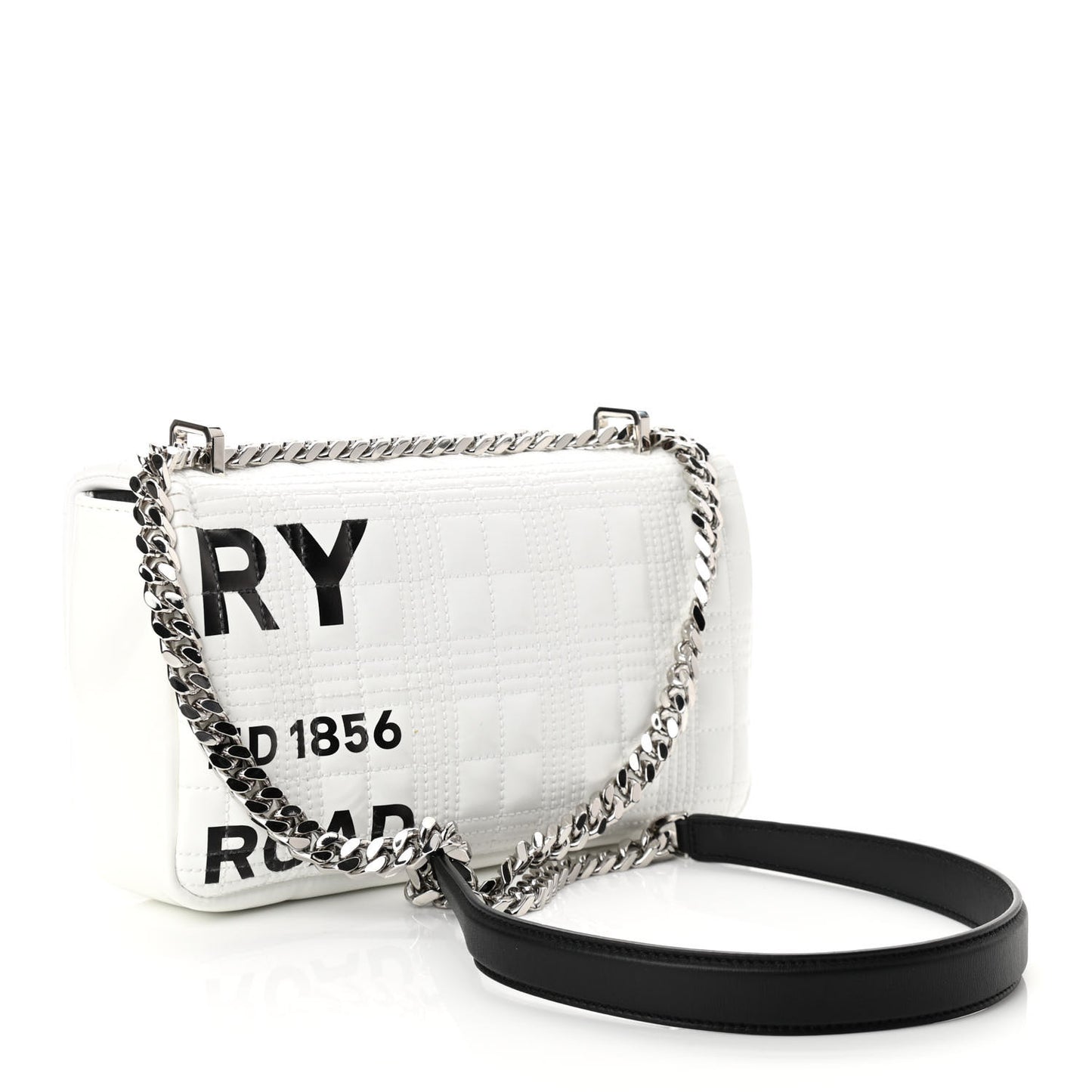Patent Quilted Horseferry Print Small Lola Bag White