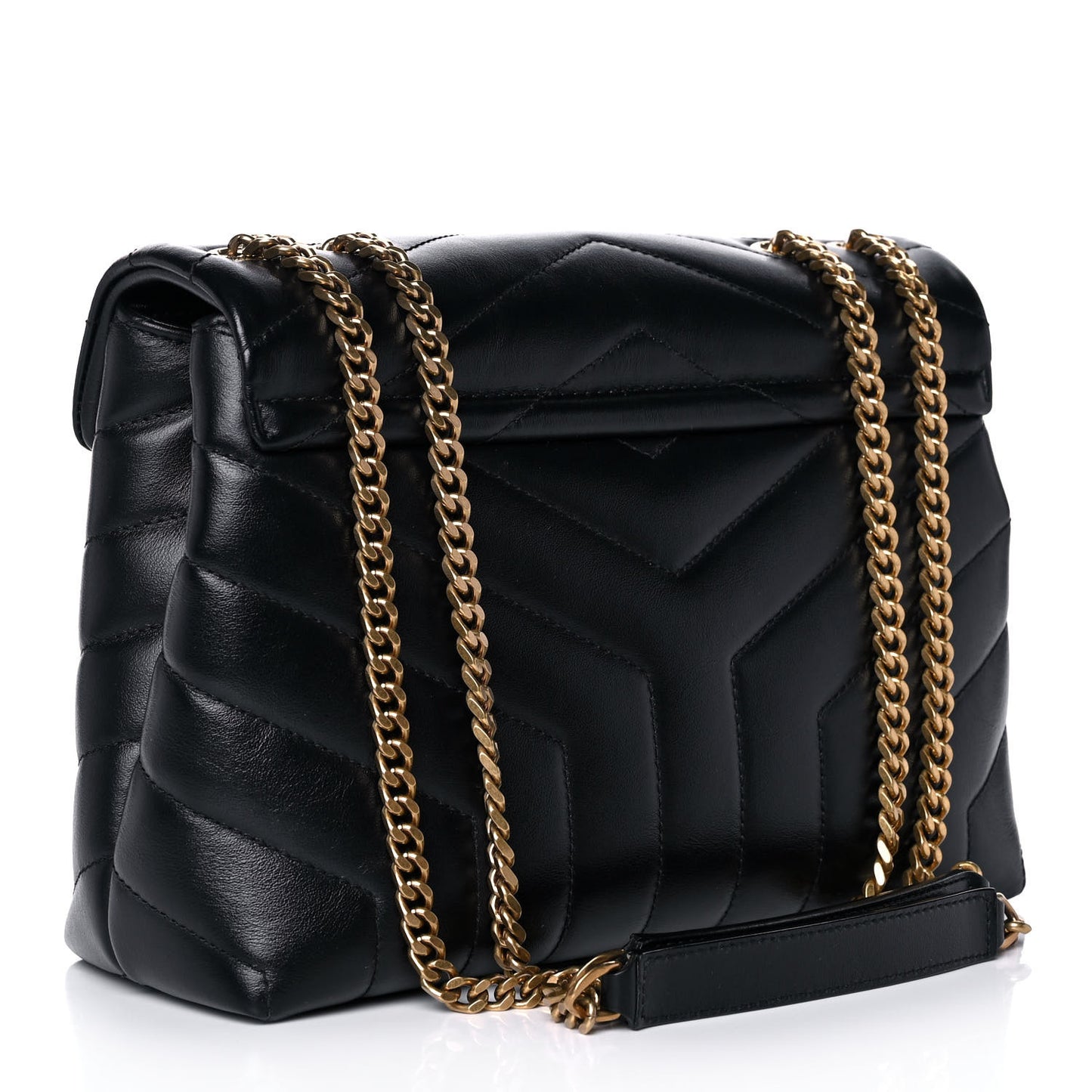 Calfskin Y Quilted Monogram Small Loulou Chain Satchel Black