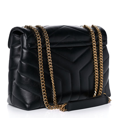 Saint Laurent Calfskin Y Quilted Monogram Small Loulou Chain Satchel Black 3 of 11