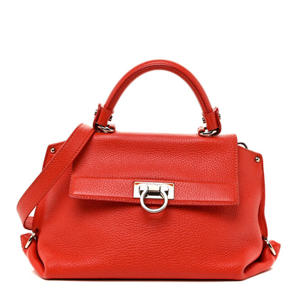 Salvatore Ferragamo Grained Calfskin Sofia Satchel Red 1 of 21