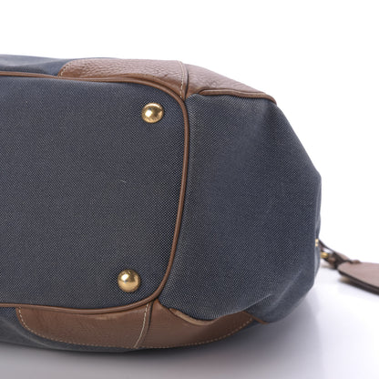 Prada Jacquard Vitello Daino Logo Shoulder Bag Denim 7 of 9