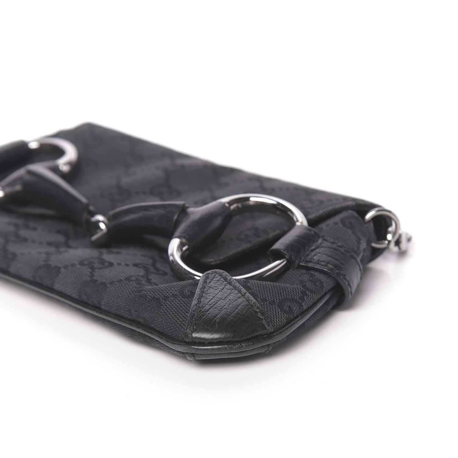 Gucci Monogram Horsebit Chain Clutch Black 9 of 13