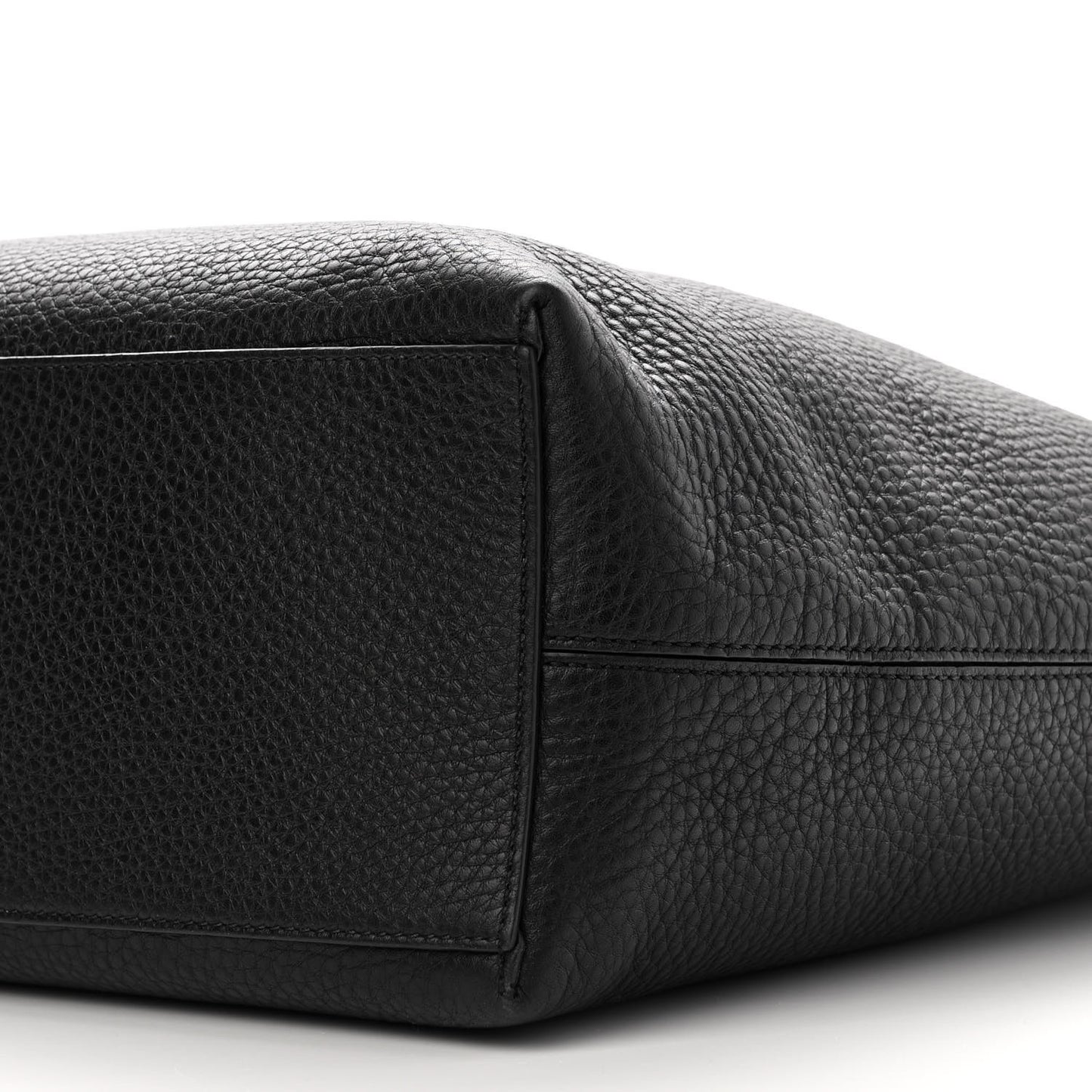Grained Calfskin Rockstud Shoulder Tote Black