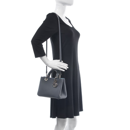 Christian Dior Bullcalf Mini Diorissimo Tote Grey Blue 2 of 7