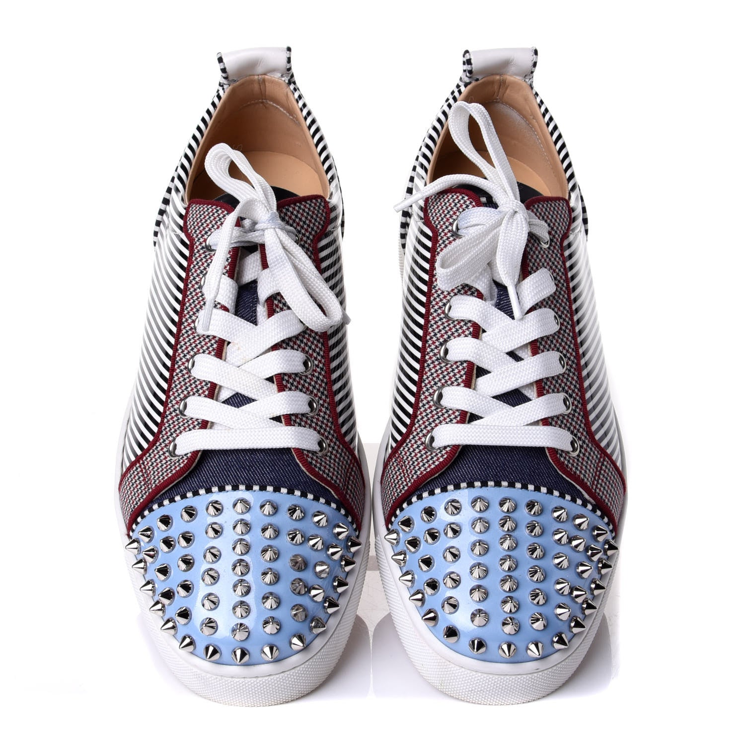 Christian Louboutin Denim Nappa Mens Louis Junior Spikes Orlato Flat Sneakers 42 Multicolor 5 of 11
