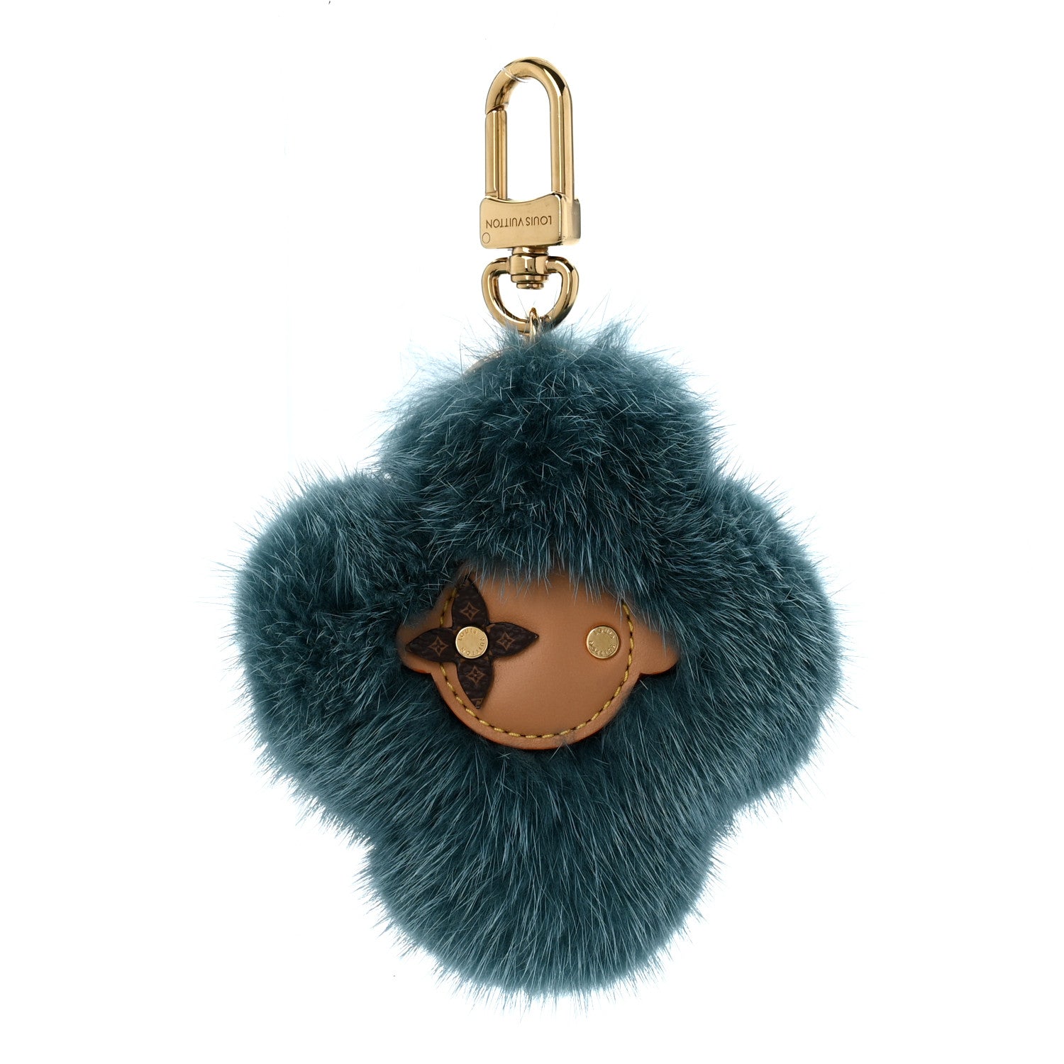 Louis Vuitton Calfskin Mink Fur Vivienne Bag Charm Key Holder Blue 1 of 5