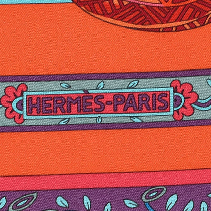 Hermes Silk Le Songe De La Licorne Scarf 90 Rose Indien Capucine Violet 3 of 7