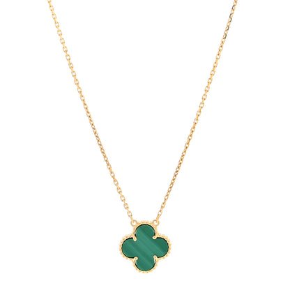 Van Cleef & Arpels 18K Yellow Gold Malachite Vintage Alhambra Pendant Necklace 1 of 3