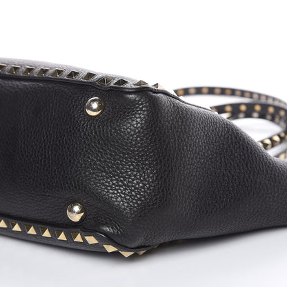 Valentino Garavani Grained Calfskin Small Rockstud Tote Black 8 of 13