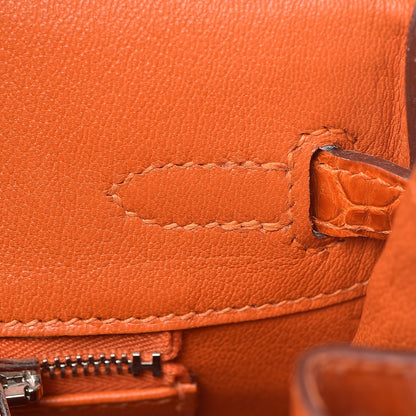 Hermes Shiny Niloticus Crocodile Birkin 25 Orange 13 of 30