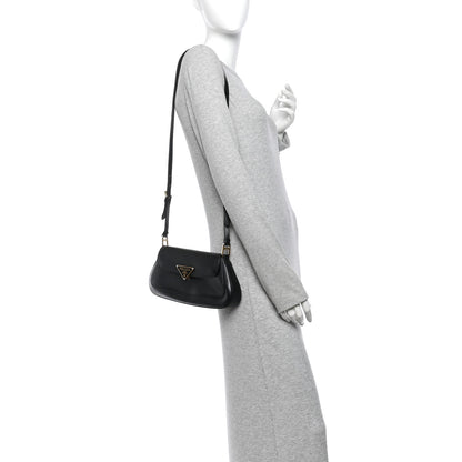 Prada City Calf Triangle Flap Shoulder Bag Black 2 of 10