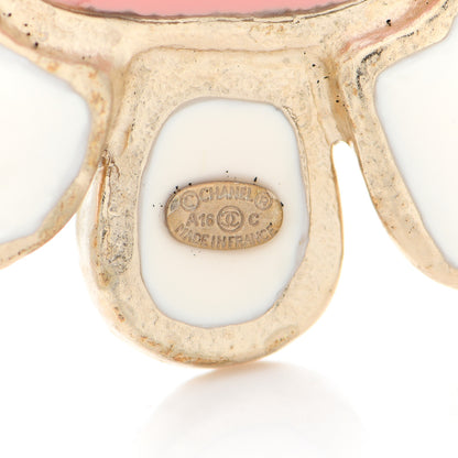 Chanel Gripoix CC Brooch Gold White Pink 4 of 5