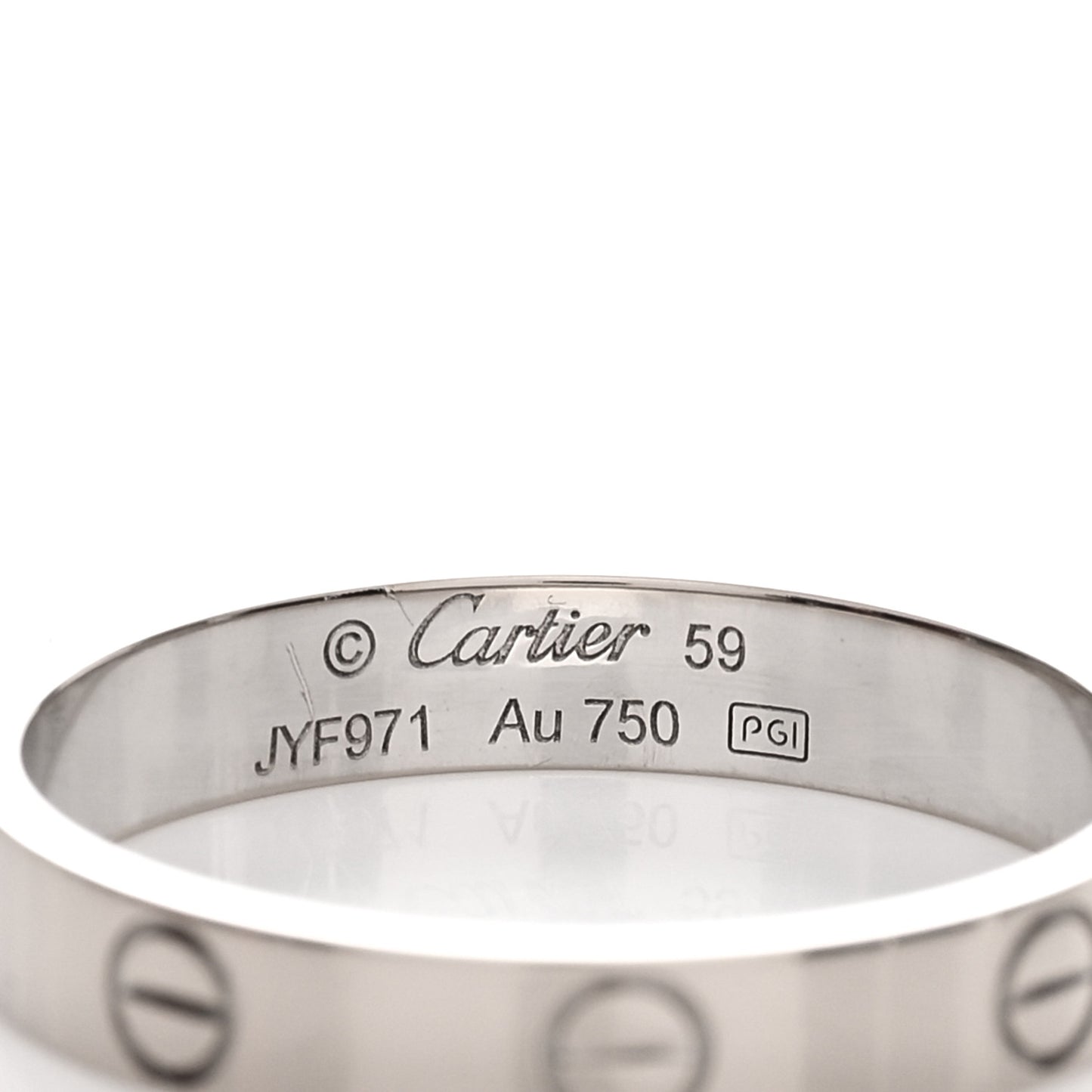 18K White Gold 3.5mm LOVE Wedding Band Ring 59 8.75