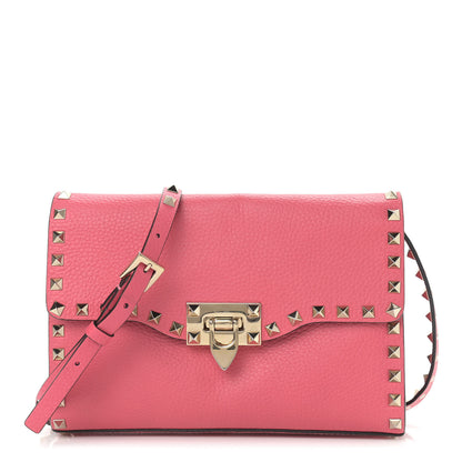 Valentino Garavani Pebbled Calfskin Medium Rockstud Flip Lock Crossbody Bag Shadow Pink 1 of 12