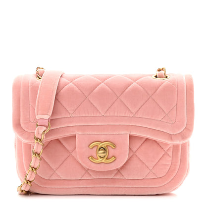 Chanel Velour Quilted Mini Double Frame Flap Rose 1 of 12