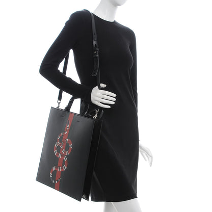 Gucci Calfskin Kingsnake Print Vertical Tote Black 2 of 8