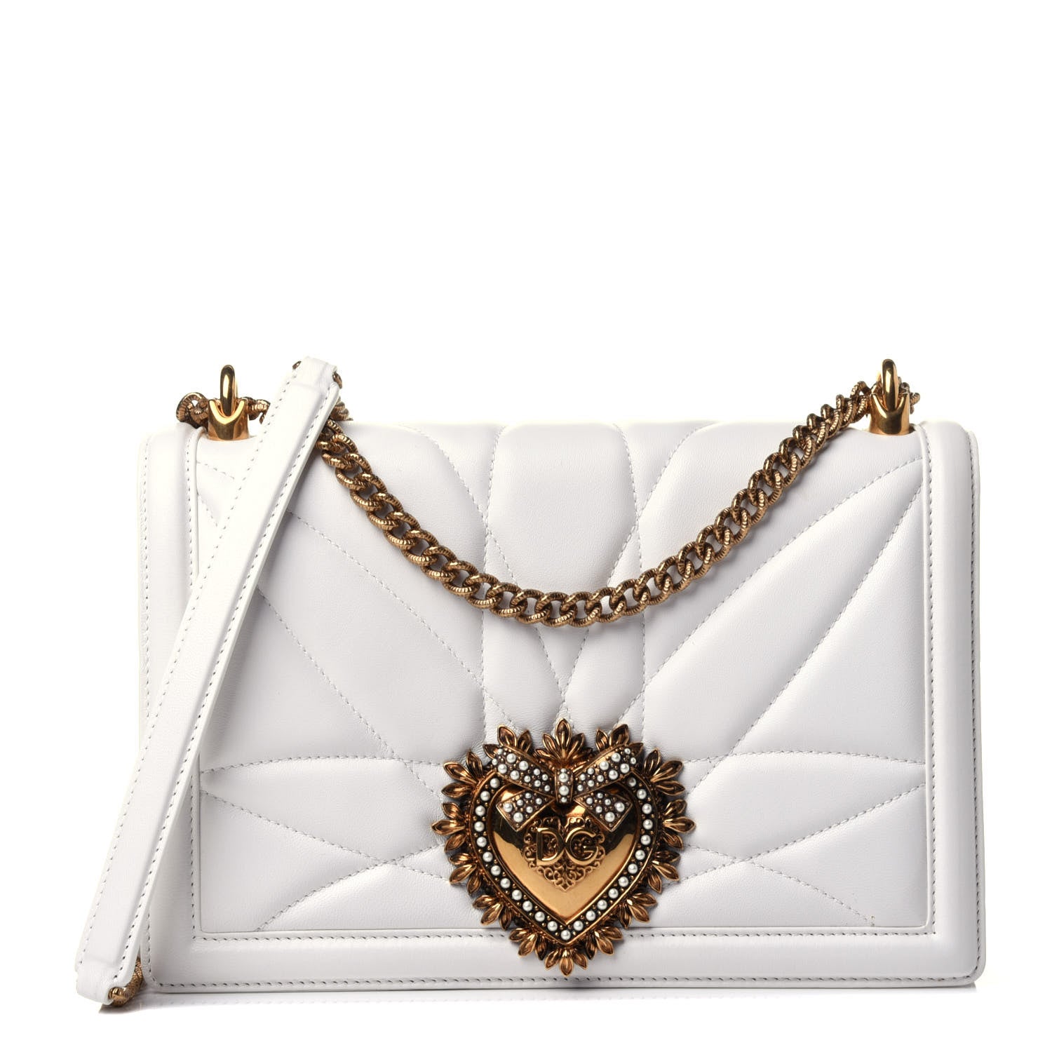 Dolce & Gabbana Calfskin Large Devotion Bag White 1 of 4