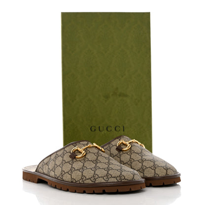 Gucci GG Supreme Monogram Granada Kid Mens Horsebit Lug Sole Mules 11.5 Beige Ebony New Acero 9 of 9