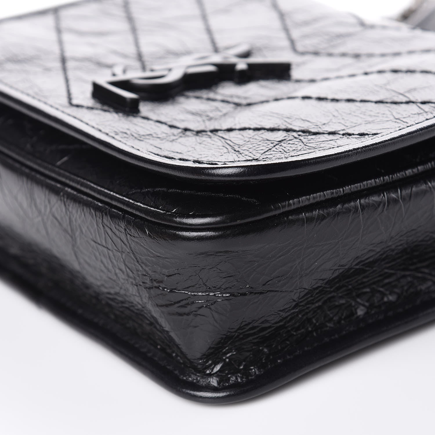 Saint Laurent Crinkled Calfskin Matelasse Monogram Niki Chain Wallet Black 9 of 9