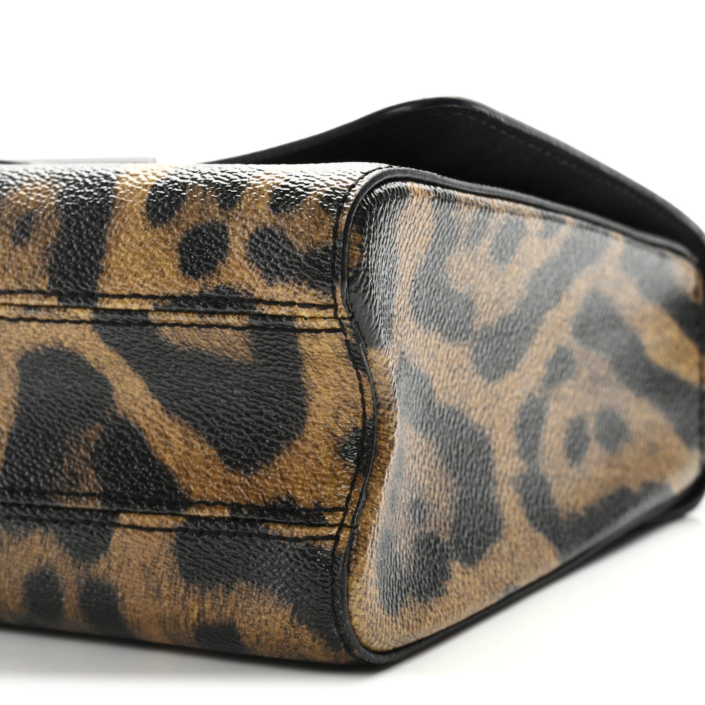 Calfskin Wild Animal Print Twist Shoulder Bag MM Marron