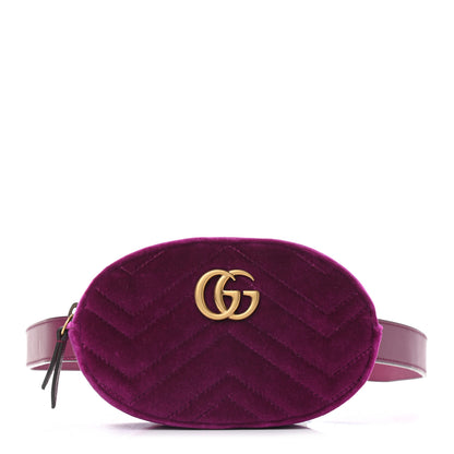 Gucci Velvet Matelasse GG Marmont Belt Bag 95 38 Fuchsia Violet Cyclamen 1 of 12