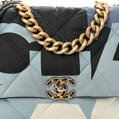 Chanel Silk Maxi Scarf Chanel 19 Flap Black Blue White 7 of 10