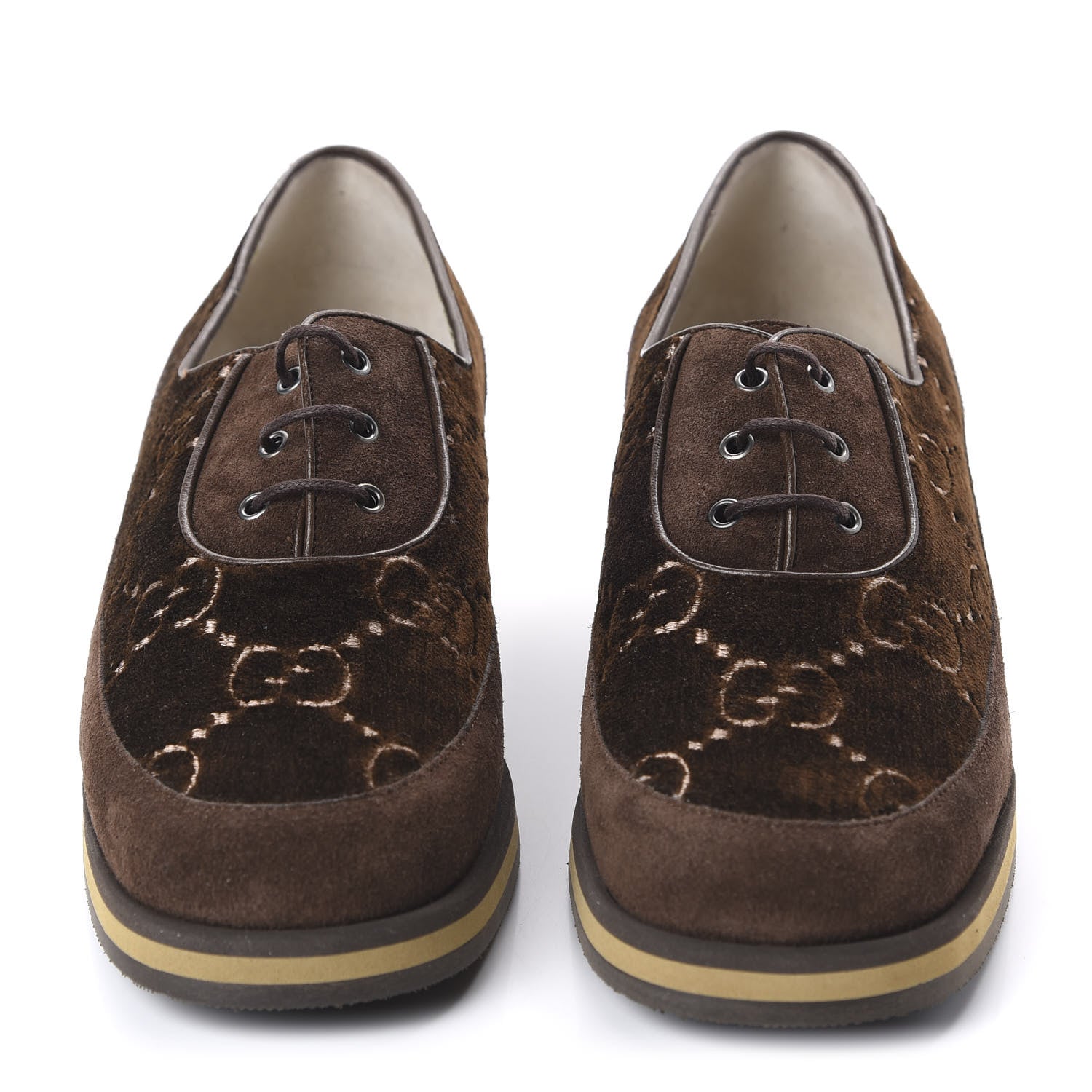 Gucci Velvet GG Monogram Thompson Derby Loafers 39.5 Vintage Cocoa Brown 2 of 9