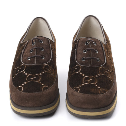 Gucci Velvet GG Monogram Thompson Derby Loafers 39.5 Vintage Cocoa Brown 2 of 9